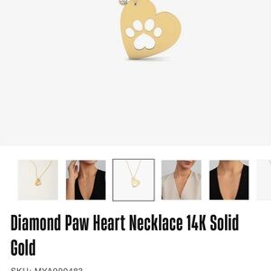 Diamond Paw Heart Necklace 14K Solid Gold